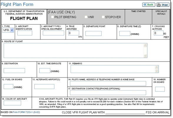 Flight Plan Form